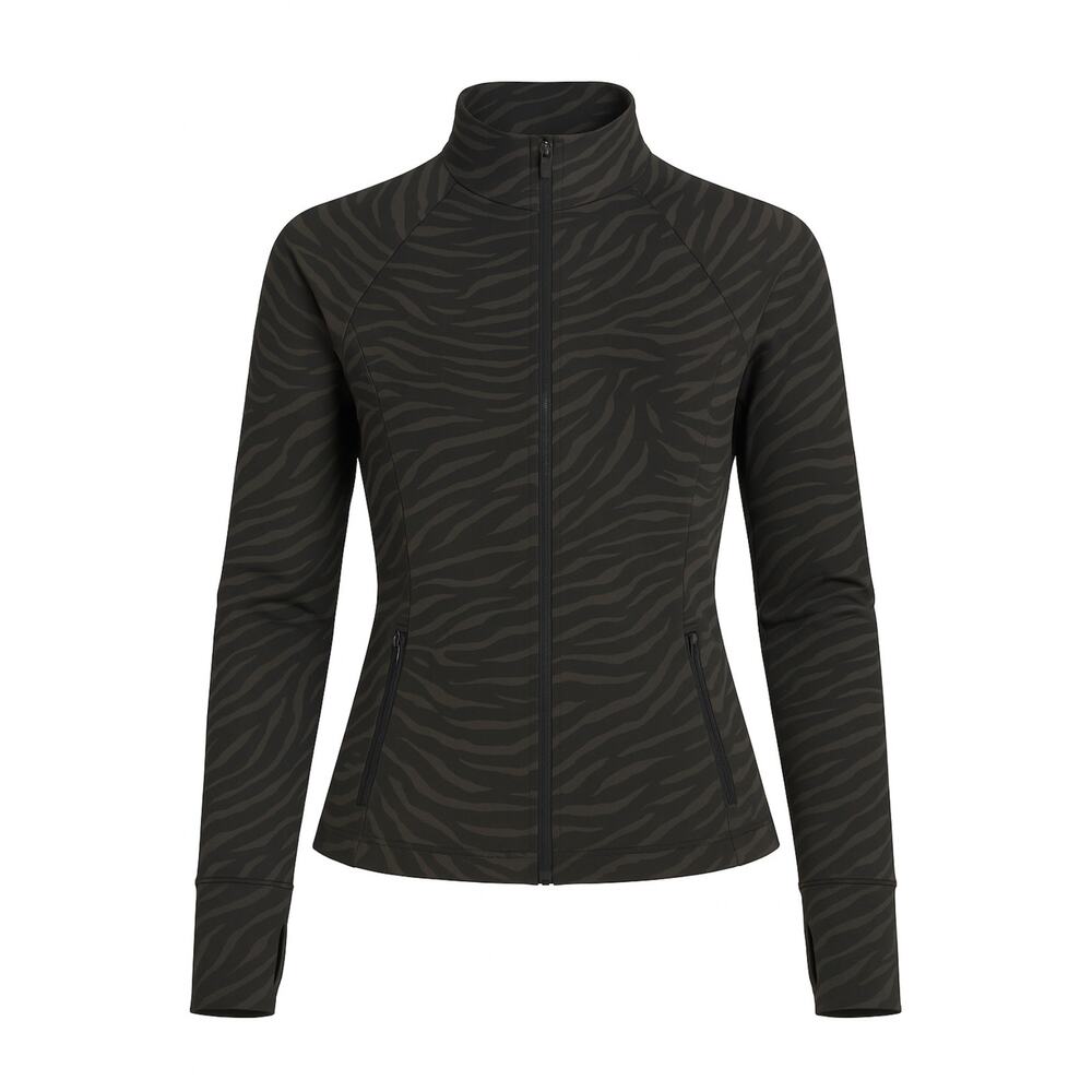 RBX Active Zebra Print Jacket Small Women’s Full Zip Long Sleeve Black Workout